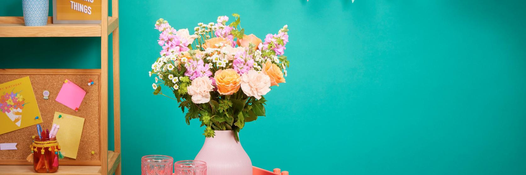 Birthday flowers and bunting